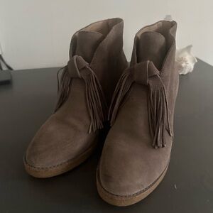 UGG Brown Suede Ankle Boots with Fringe